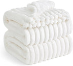 Bedsure GentleSoft California King Size White Fleece Blanket for Bed - Cozy Soft Blankets for Women, Cute Large Throws for Girls, Off White, 102x96 Inches