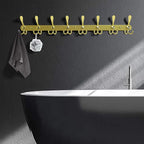 Dseap Coat Rack Wall Mount - 29.5” Long 8-Tri-Hooks Heavy Duty Coat Hanger Rail Wall Hooks for Hanging Coats Hats Clothing Clothes Purse Mudroom Entryway, Gold, Pack of 2