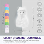 Lumipets Junior Snowman Night Light, Soft Silicone Material, 8 Soothing Colors, Cordless, Easy Control, Portable