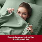 Mellanni Extra Deep King Sheets - 4 PC Iconic Collection Bedding - Hotel Luxury, Ultra Soft, Cooling Bed Sheets - Wrinkle, Fade, Stain Resistant (King, Sage)