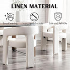 Modern Barrel Dining Chairs Set of 6, Linen Upholstered Accent Chairs with Arms Comfy Makeup Vanity Chairs, Dining Living Room Kitchen Chairs, Beige