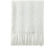 BOURINA Off White Throw Blanket 50x60 Inches Throw Textured Solid Soft Sofa Couch Decorative Knit Blanket