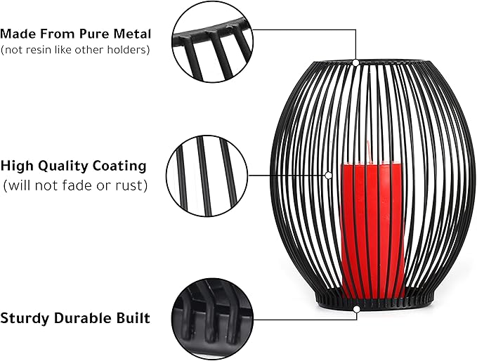 OLEEK Large Metal Candle Holder - Outdoor Lanterns for Patio - Iron Candle Holder - Decorative Candle Holders for Pillar Candles - Table Candles Holders Decor - Iron Candle Stands - Candles Holder