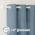 RYB HOME Linen Blended Semi Sheer Curtains - Semi Transparent Privacy Lightweight Elegant Decorative Country Rustic Panels for Dining Room Hallway, W 60 x L 90 inches, Stone Blue, 1 Panel