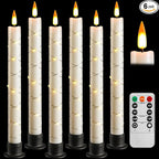 Da by 6 Flameless Window Candles with Remote Control & Timer, Surround String Lights, Battery Powered, 9.6" Christmas Candles, Free 6 Black Bases for Home Décor