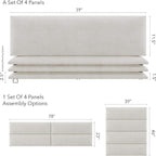 Vänt Upholstered Wall Panels - King/Cal King Size Wall Mounted Headboards - Micro Suede Neutral Sand - Twin/King - Set of 4 Panels (Each Individual Panel 39"x11.5")