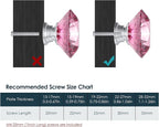 Tomorotec 12-Pack 40mm Crystal Pink Glass Cabinet Drawer Pulls, Diamond Drawer/Cupboard Knobs with Screws, Crystal Knobs w/Silver Base, Home Decor for Kitchen, Dresser, Wardrobe, Desk (1.6 in / 40mm)