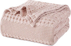 PHF 100% Cotton Waffle Weave Blanket Twin Size for Bed, Soft Lightweight & Breathable, All-Season Comfort, Luxury Aesthetic Woven Bedding for Home Decor, 66"x90", Pink/Mauve