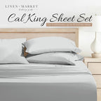 Linen Market Double-Brushed Microfiber California King Sheet Set 4 Piece – Oeko-TEX Certified Ultra Soft & Wrinkle-Free - 16" Deep Pocket Sheets Easy Care Cal-King Size - Light Gray
