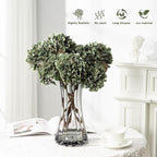 Artificial Flower Fake Silk Hydrangea Heads Bouquet with Stems Bulk for Fall Decoration Table Center Christmas Indoor Outdoor Faux Floral Realistic with Leaves Plants Crafts 8PCS (Green)