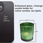 VOHO Votive Candle Holders Set of 24, Green Candle Holder for Tealight & Votive Candles, Vintage Ribbed Glass Tea Lights Candle Holder for Home & Christmas Decorations
