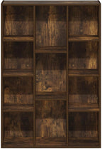 Furinno LUDER Book Shelf, 11-Cube Bookshelf, Reversible Bookcase, 9.4" x 29.1" x 41.7", for Living Room, Bedroom, Home Office, Amber Pine