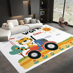 Washable Area Rug 5x8 ft Cartoon Farm Tiger Tractor 3D Print Area Rug for Living Room Bedroom Kids Room Home Decor Carpet, Indoor Non-Slip Floor Rug Mat, Low Pile Rugs