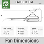 Hunter 52 inch Outdoor or Indoor Ceiling Fan No Light - Black Ceiling Fan without Light, For Patio, Porch, Garage, or Living Room, Standard Mount, 3 Blades, Pull Chain - Cassius 59264, Matte Black