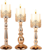 Candle Holders for Pillar Candles Set of 3 Gold Vintage Tall Candle Holders Decorative Large Table Centerpieces Candle Stand Decor