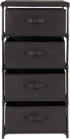 Juvale 4-Tier Fabric Dresser for Closet - 16.5 x 13 x 33 in, Black - Storage Cabinet with Drawers, Closet Drawers & Bedroom Storage