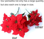 8 Pack Bulk Christmas Artificial Poinsettia Flowers Stem Bouquets Outdoors with 40pcs 8.2 Inch Red Poinsettia Flowers Heads for Christmas Tree, Xmas Garland, Vase, Window Box, Porch Decorations