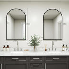 DUMOS Black Metal Arch Vanity Rounded Rectangle Bathroom Mirrors for Over Sink Wall, 24x37 Inch Large Matte Mirror, Modern Decorative for Restroom, Farmhouse
