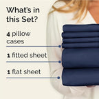 Full 6 Piece Sheet Set - Comfy Breathable & Cooling - Ultra-Soft Hotel Luxury Bedding Set with 8-16 Inch Deep Pockets - 1 Flat & 1 Fitted Sheet & 4 Pillowcases - Wrinkle Free & Easy Care - Navy Blue