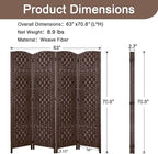 Rose Home Fashion 6 ft Tall Room Divider, Room Dividers and Folding Privacy Screens, 15.7in Privacy Screen 4 Panel Partition Temporary Wall Separation for Private, Brown