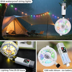 Moobibear Camping String Lights, Quick Storage 33FT/100LED RGB Rugby Rechargeable Tent Lights String with USB 8 Lighting Modes, Waterproof Portable LED Lamp for Camping Essentials, Yard, Party