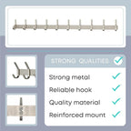 Coat Rack Wall Mount – Brushed Nickel 30 Inch Stainless Steel Hook Rail with 10 Heavy Duty Double Coat Hooks – Wall Mounted Coat Hanger for Entryway, Bathroom, Bedroom, Towel, Hat Organizer - 2 Pack