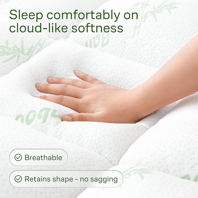 Ultra Soft Twin XL Size Mattress Topper - Viscose Made from Bamboo Pillow Top Mattress Pad for Back Pain Relief - Naturally Cooling for Hot Sleepers, Green