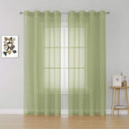 KEQIAOSUOCAI 2 Pieces Sage Sheer Curtains 84 Inches Long for Bedroom Bed Canopy Voile Grommet Sheer Window Drapes Panels for Living Room Dining Wedding Party Backdrop 54Wx84L Set of 2