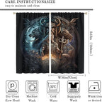 Cool Norse Viking Theme Curtains,Fantasy Ancient Symbols Wildlife Wolf Nordic Vikings Window Drapes Thermal Insulated Rod Pocket Blackout Drapes for Bedroom 2 Panels 63L x 36W