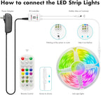 Led Lights for Bedroom, IC+RGB 65.6FT Strip Lights, 24Key Remote with App Control, Music Sync Color Changing for Room Decor Party