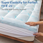 Favorland Mattress Topper Twin Size - Cooling Extra Thick Breathable Viscose Made from Bamboo Mattress pad - Soft Quilted Fitted Mattress Cover with 900 GSM Down Alternative Fill (8-21”Deep Pocket)