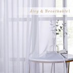 NICETOWN White Sheer Curtains 72 inches Long - Silver Eyelet Top Light Filtering Window Drapes Airy & Breathable Living Room Voile Panels for Flat/Apartment, 74" W Total 2 Pieces