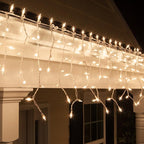 Kringle Traditions 8.5 ft 150 Clear Icicle Lights - White Wire, Indoor/Outdoor Christmas Icicle Lights
