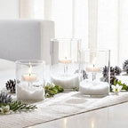 Set of 3 Cylinder Glass Decorative Hurricane Candle Holder Clear Votive Candle Holders Table Centerpieces for Dining Room Wedding Parties Home Decorations