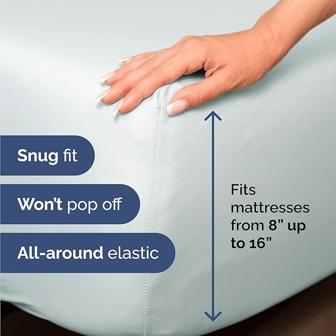 Twin 4 Piece Sheet Set - Comfy Breathable & Cooling - Ultra Soft Hotel Luxury Bedding Set w/ 8-16 Inch Deep Pockets - 1 Flat & 1 Fitted Sheet & 2 Pillowcases - Wrinkle Free and Easy Care - Ice Blue