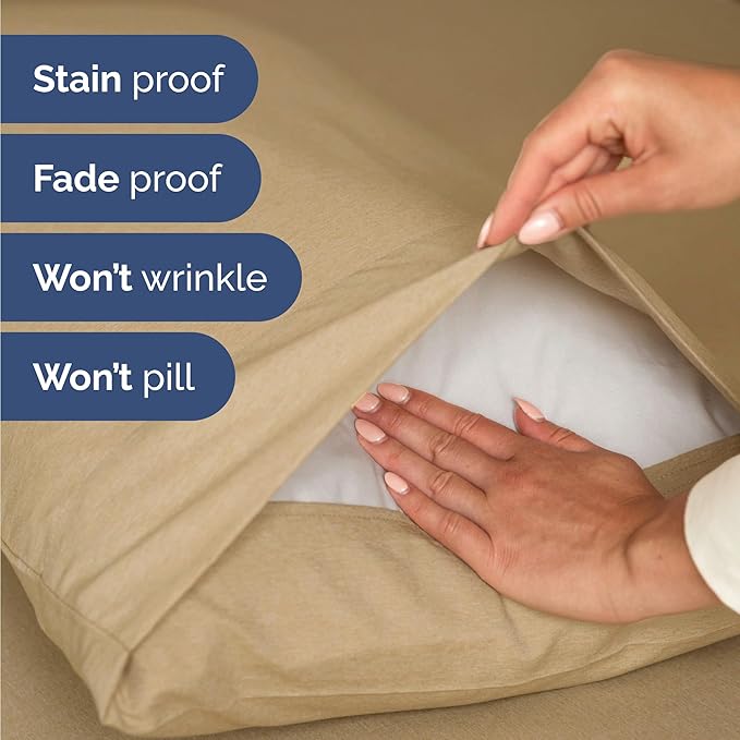 Twin 4 Piece Sheet Set - Comfy Breathable & Cooling - Ultra Soft Hotel Luxury Bedding Set w/ 8-16 Inch Deep Pockets - 1 Flat & 1 Fitted Sheet & 2 Pillowcases - Wrinkle Free & Easy Care - Heathered Tan