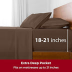 Mellanni Extra Deep Twin XL Sheets - 3 PC Iconic Collection Bedding - Hotel Luxury, Ultra Soft, Cooling Bed Sheets - Wrinkle, Fade, Stain Resistant (Twin Extra Long, Brown)