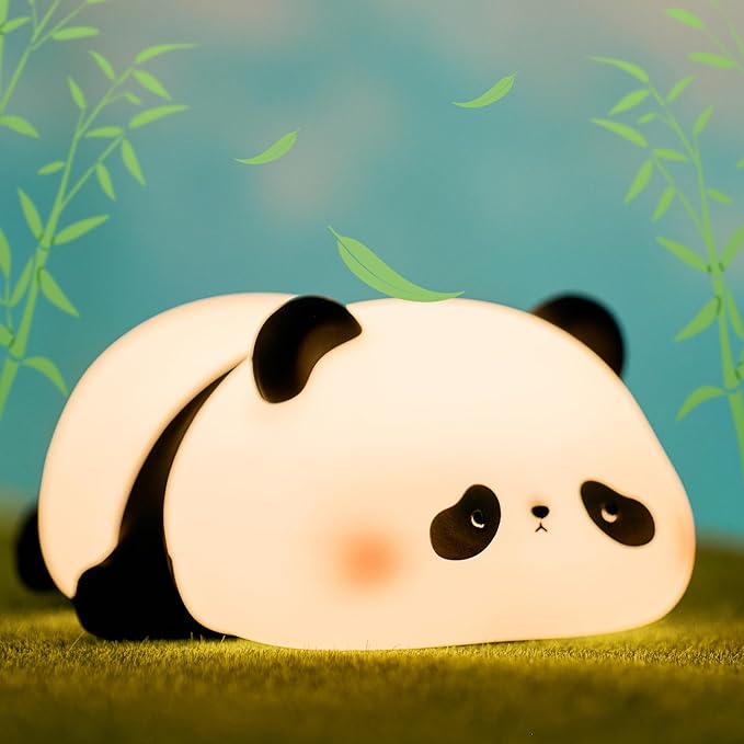 Attivolife Panda Night Light, Cute Animal Squishy Silicone Touch Lamp, Rechargeable Dim Timer LED Nightlight, Feeding Room Bedside Decor, Best Birthday Gifts for Women Girlfriend
