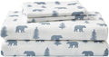 Eddie Bauer - Flannel Sheets King Size, Anti-Pilling & Wrinkle Resistant Cotton, Touchably Soft for All-Season Comfort - Bed Sheets with Matching Pillowcases & Fitted Sheet (Bears and Trees Blue)