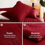 CozyLux Queen Comforter Set Dark Red Seersucker 7 Pieces Bed in a Bag Queen Comforter Set with Sheets, Luxury Soft Bedding Set with Down Alternative Comforter, Sheets, Pillowcases & Shams All Seasons