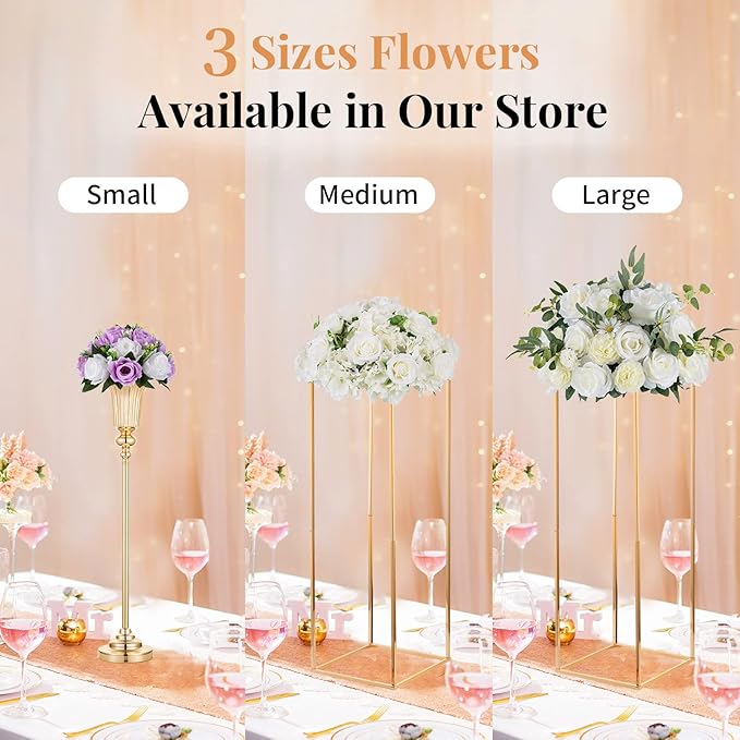 NUPTIO Flower Wedding Centrepieces for Tables - 2 Pcs 9.5in Diameter Lilac & White Artificial Flowers Rose Ball for Centerpieces Table - Fake Rose Arrangements for Weddings Birthday Party Decor