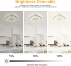 Flush Mount Ceiling Light 11IN Hallway Light Fixtures Ceiling Square Crystal Ceiling Light Fixture Dimmable Light Fixtures for Kitchen, Bathroom, Bedroom, Hallway Ceiling Lights