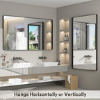 60x36 Inch Black Framed Bathroom Mirror for Wall, Large Matte Black Bathroom Vanity Mirror, Rounded Rectangle Mirror, Anti-Rust, Shatterproof, Hangs Horizontally or Vertically