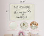 Boho Rectangular Banner Flag Wall Sign Decor Gift for Baby Boy Girl Kids,Nursery Baby Room Bedroom Living Room Office Decor-This Is Where the Magic Happen-Baby,Shower Birthday Christmas Gift