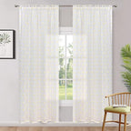 MYSKY HOME Curtains for Bedroom Yellow Pom Pom Curtains for Living Room 72 Inch Length Long Doorway White Sheer Curtains for Nursery Teens Kids Room Set of 2 Rod Pocket Farmhouse 52 x 72 in