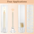Hurricane Candle Holder Thickened Ribbed Cylinder Covers Taper Candle Sticks Holder Glass Tall Candlesticks Holders Centerpiece for Wedding Dining Table, 10 Pcs