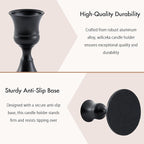 Black Taper Candle Holder, Candlestick Holders, Vintage Metal for Table Centerpieces Wedding Decor (Matte Black, 12 Pcs)