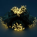 YULETIME 100 ft 300 Count Warm White LED String Lights with 8 Models Adapter, Green Wire Wide Angle 5mm Christmas Lights (Warm White - Green Wire)
