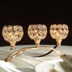 Crystal Tealight Candle Holder Centerpiece Home Decorative Candlestick Holder Elegant Table Centerpiece Home Decor Wedding Party Anniversary (Gold, 3 Arm)