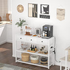 Ecoprsio 47'' Entryway Table with Outlets and USB Ports, Console Table with 3 Drawers, Sofa Table Narrow Long with Storage Shelves for Living Room, Couch, Hallway, Foyer, Kitchen Counter, White